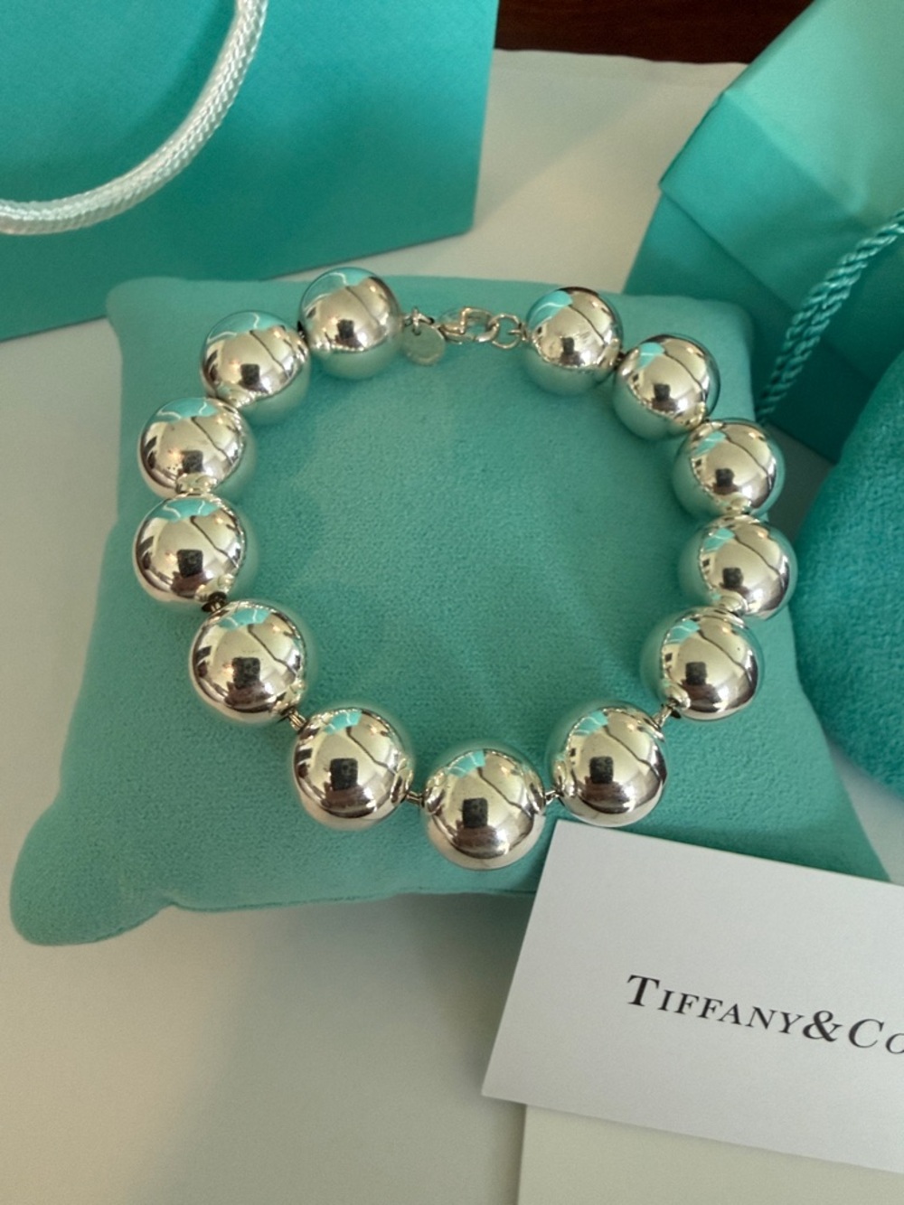 LARGE  14mm Hardware Bead Bracelet - Tiffany & Co. VINTAGE, RARE, RETIRED - Picture 6 of 14